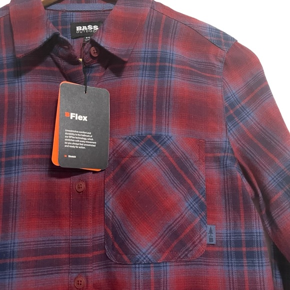 BASS OUTDOOR Women's Expedition Stretch Cotton Flannel Shirt Oxblood XS - Picture 2 of 8